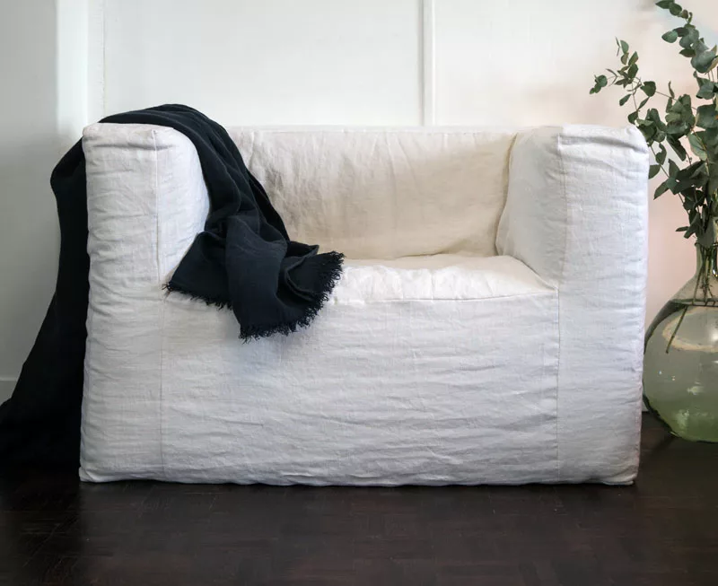 Fauteuil lin blanc – Image 2