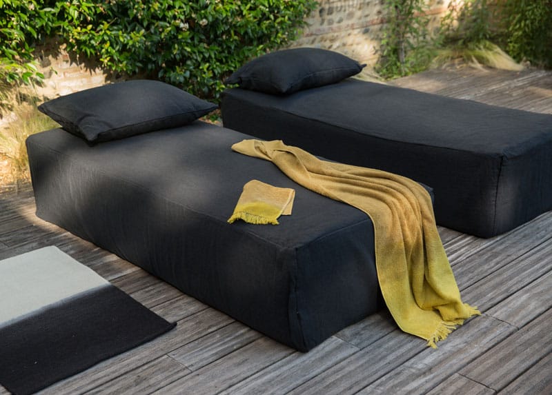 Méridienne Daybed en lin déhoussable- bleu nuit – Image 2