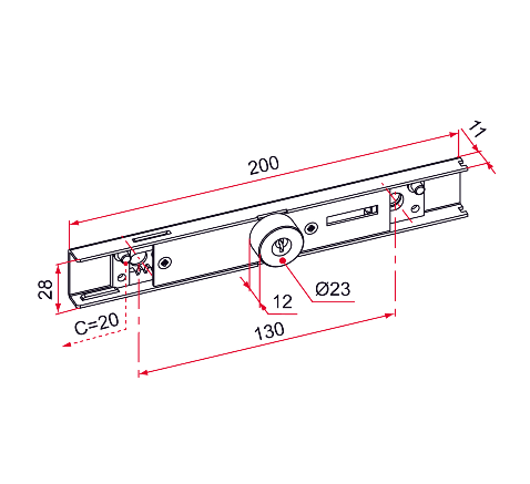 Serrure AE à encastrer avec cylindre 12 mm L – Image 2